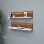 Hanah Home Estantería de Pared Escandinava Nogal y Blanco (2 piezas)